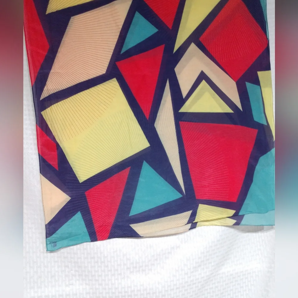 Front Row Society Scarf Colorful Geometric Bold Multicolor Print Rectangle